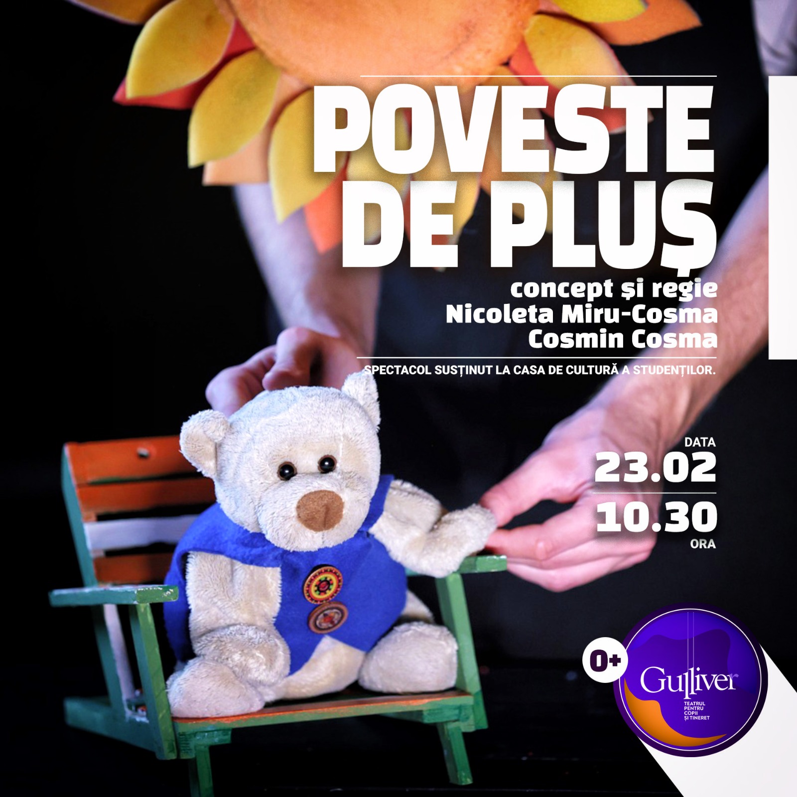 Joc, imaginație și bucuria primei jucării preferate în spectacolul ”Poveste de pluș” de la GULLIVER - Teatrul Familiei Tale